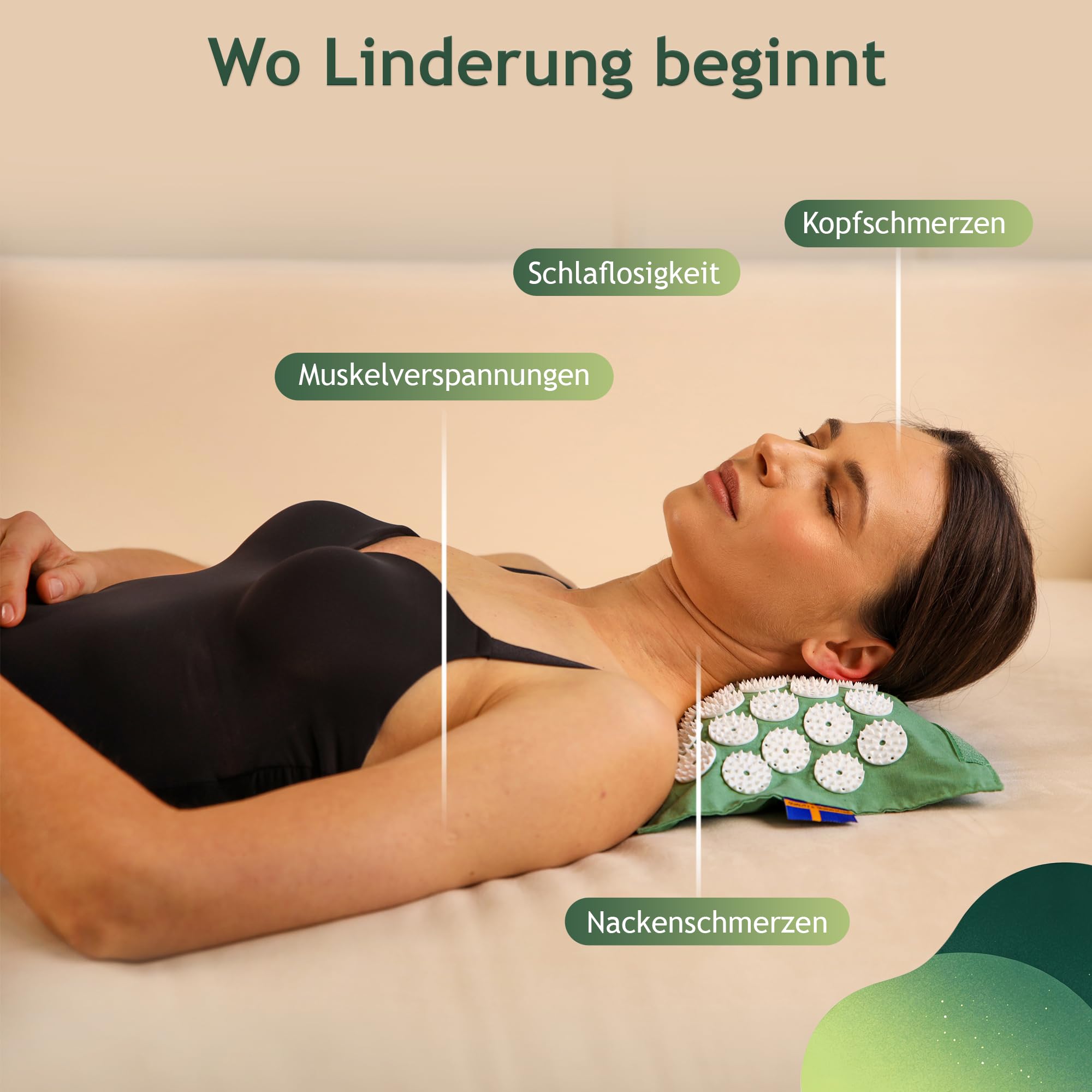 MYSA Thermo-Kissen Wärmbares Mikro-Stachel-Nackenkissen mit Bio-Dinkelspelz-Füllung aus Italien, Linderung von Nacken- & Schulterverspannungen, Akupressur Kissen, Wärme- & Kältetherapie