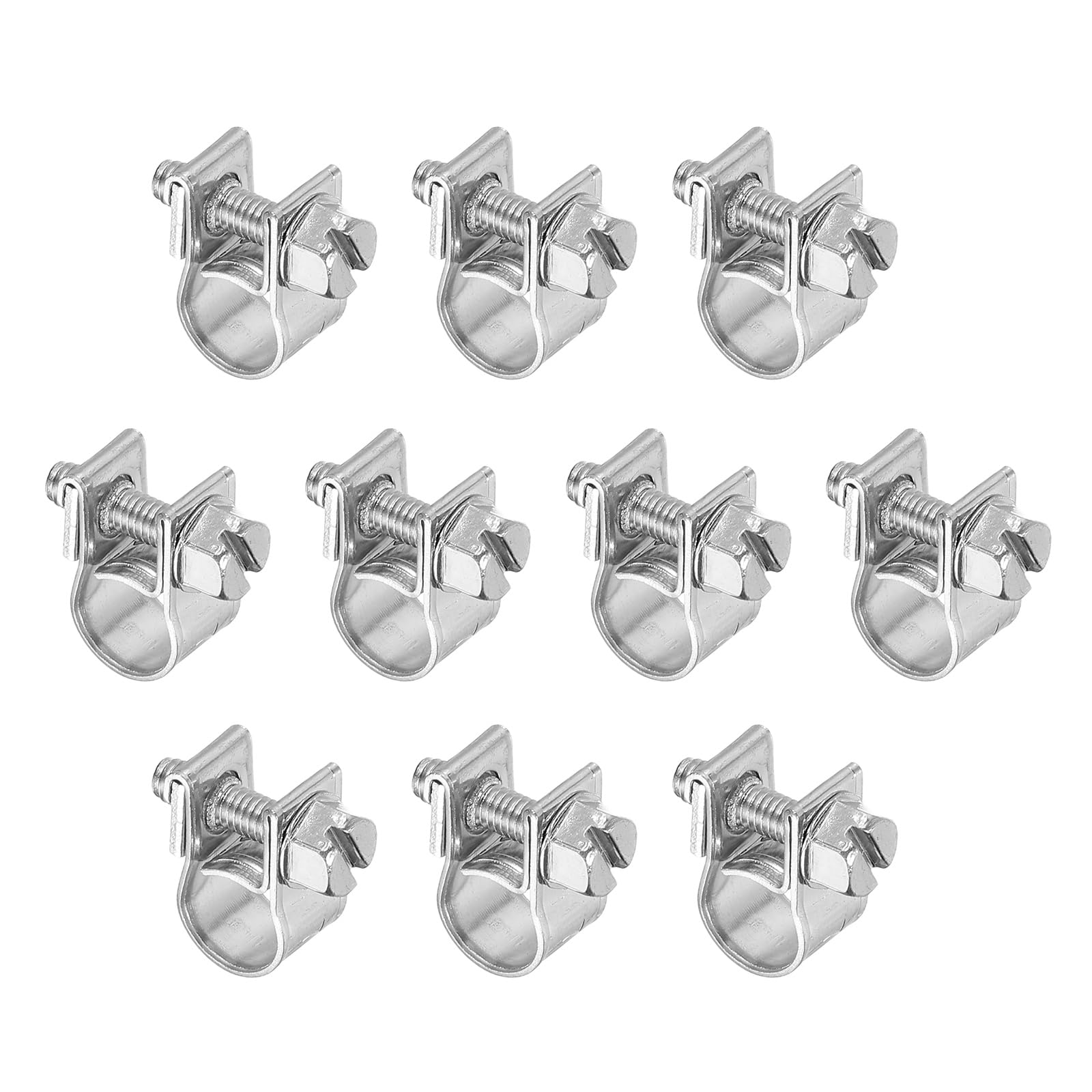 PATIKIL 10 Pcs 7-9mm Mini Fuel Injection Hose Clamps Stainless Steel Adjustable Clamp, Silver