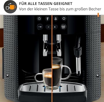 KRUPS Essential fully automatic coffee machine with milk frother – automatic coffee machine for espresso cappuccino and coffee easy to use thanks to LCD display automatic cleaning compact design