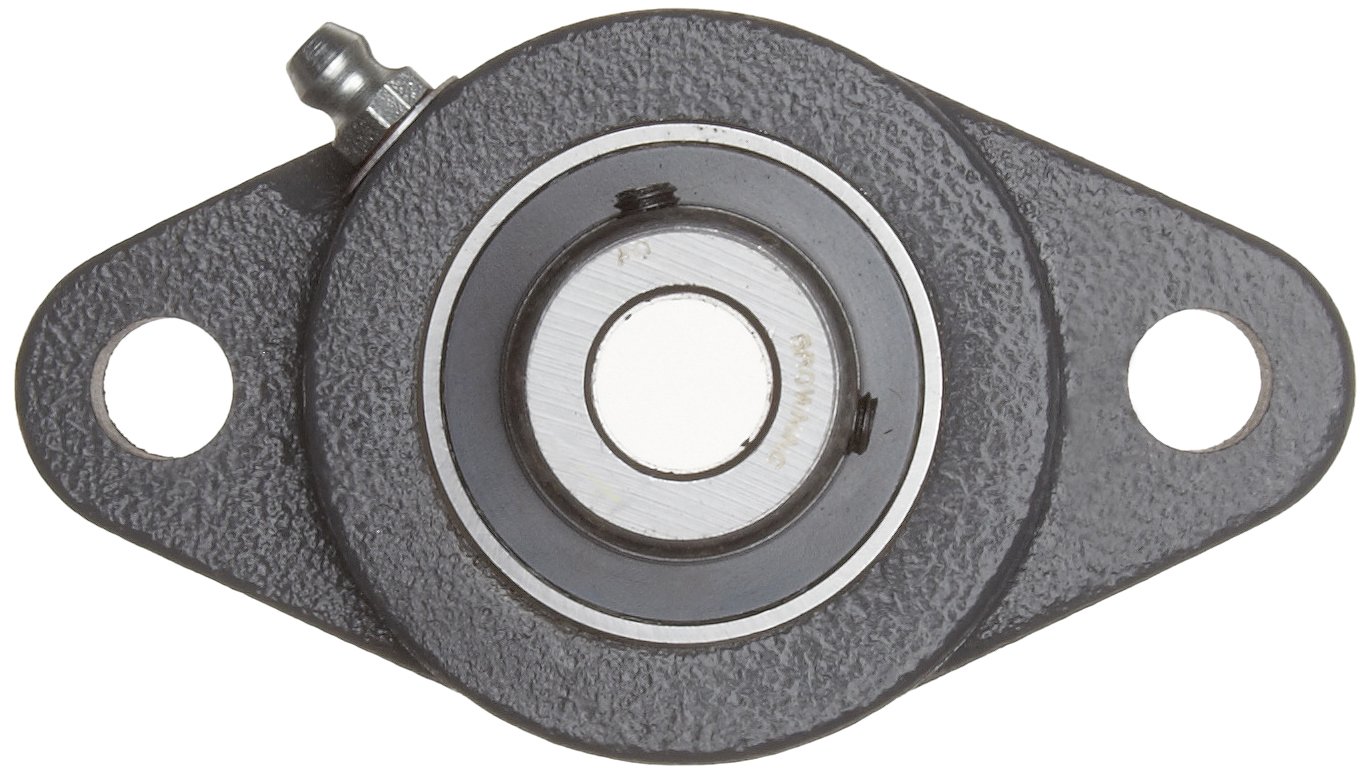 Browning VF2S-223 Normal-Duty Flange Unit, 2 Bolt, Setscrew Lock, Regreasable, Contact and Flinger Seal, Cast Iron, Inch, 1-7/16" Bore, 5-1/8" Bolt Hole Spacing Width, 6-1/8" Overall Width