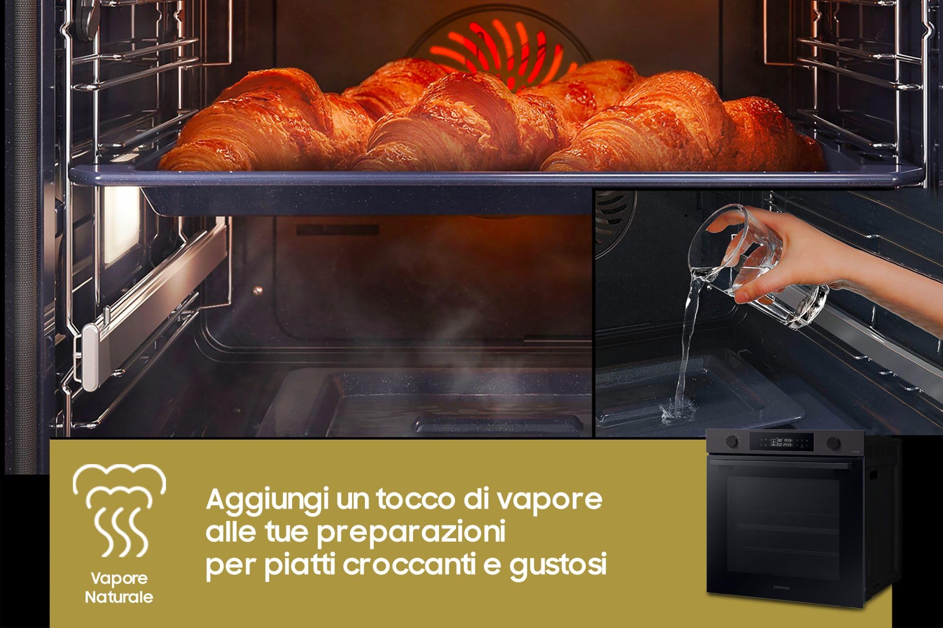 Forno Elettrico Ventilato Grill/Vapore 76 Litri Classe A+ 56 cm Nero - NV7B4440VBB