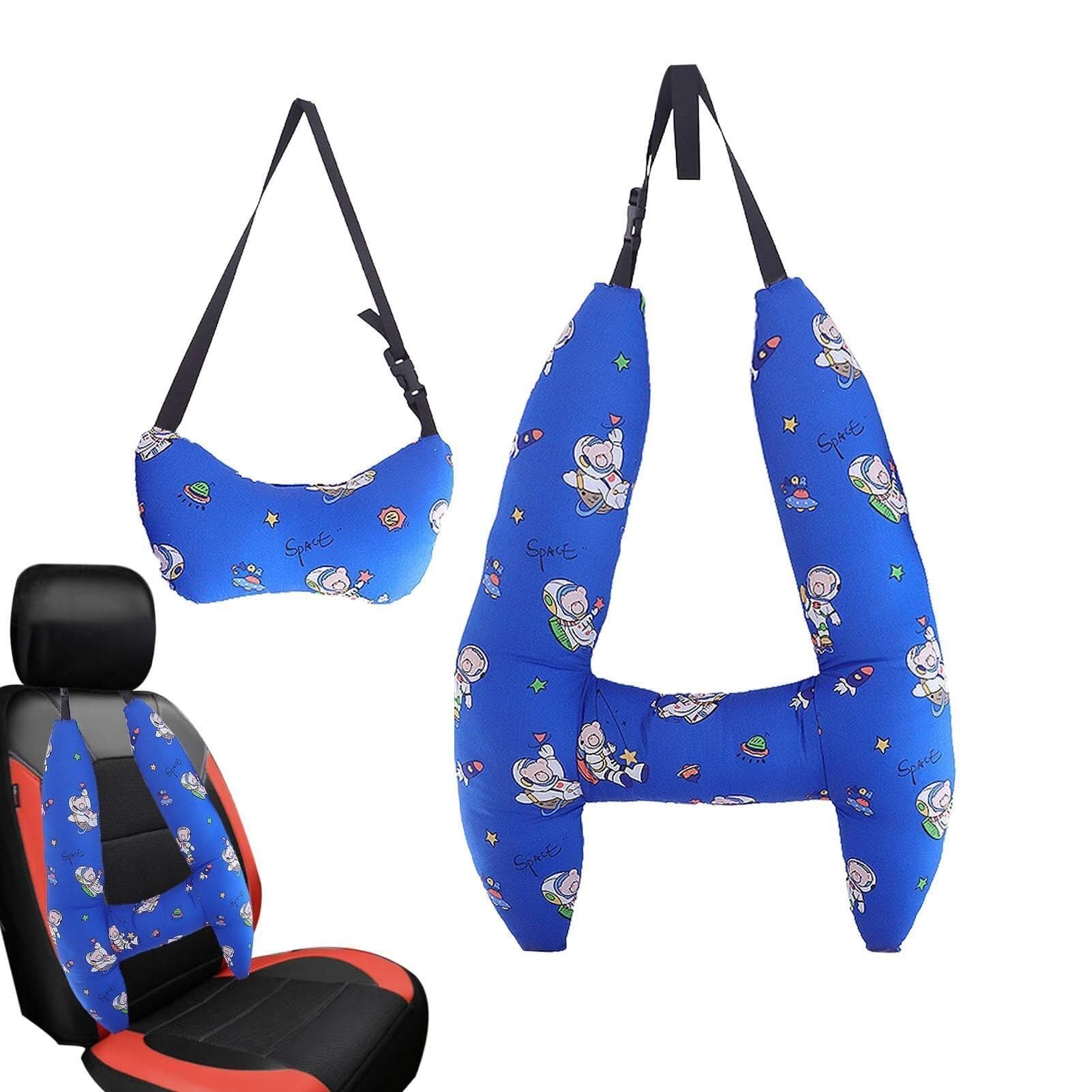 Cuscino da viaggio for auto, cuscino for sedile posteriore in stile H con personaggio dei cartoni animati, comodo poggiatesta for adulti e bambini in movimento(A)