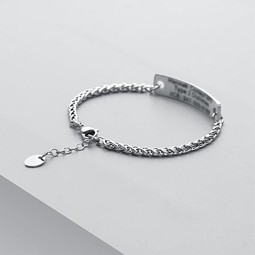 Miniatura 5 de Pulseras de alerta médica personalizadas para mujer, pulsera de identificación de emergencia personalizada para mujer, pulsera de identificación de