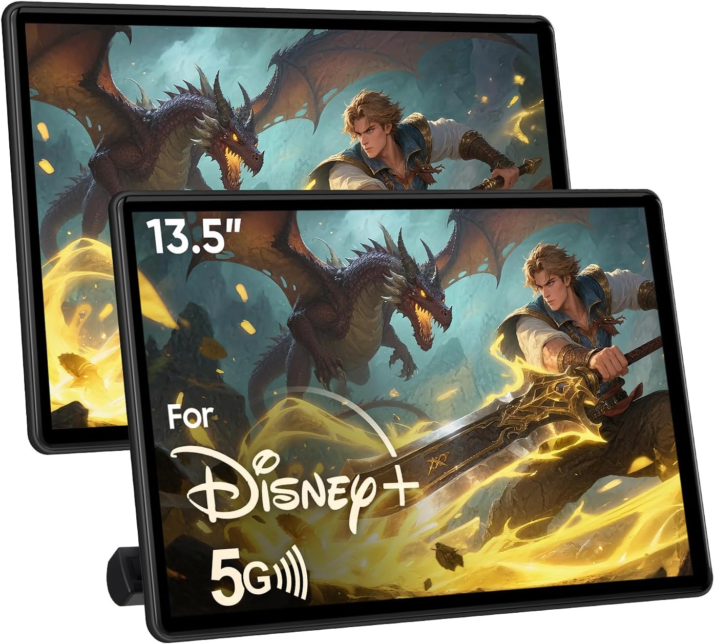 13.5inch Headrest Monitor for Car Supports Android Touchscreen HDMI Phone Mirroring WiFi SD Card Bluetooth Cars Entertaiment Video Player (13.5 2G+32G (2PCS))