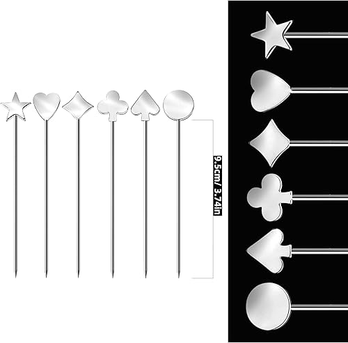 Miniatura 9 de 40 palillos de cóctel de acero inoxidable, pinchos de cóctel de metal reutilizables, aceitunas, aperitivos, Brandied Bloody Mary