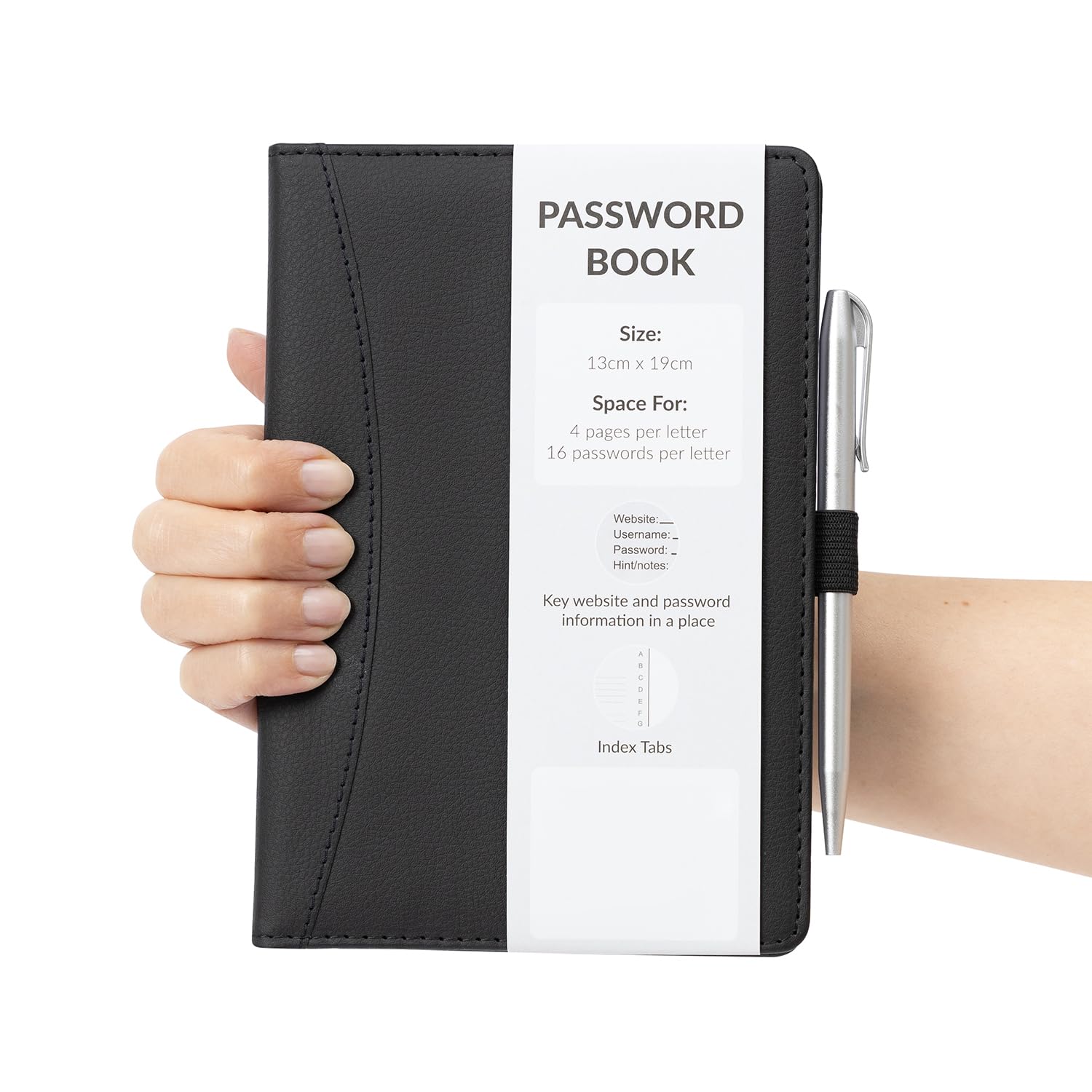 Carnet De Mots De Passe Alphabétique A-Z En Cuir Végétal Rose - Organisateur Sécurisé Pour Identifiants, Adresses Et Notes, Format 19x13 Cm
