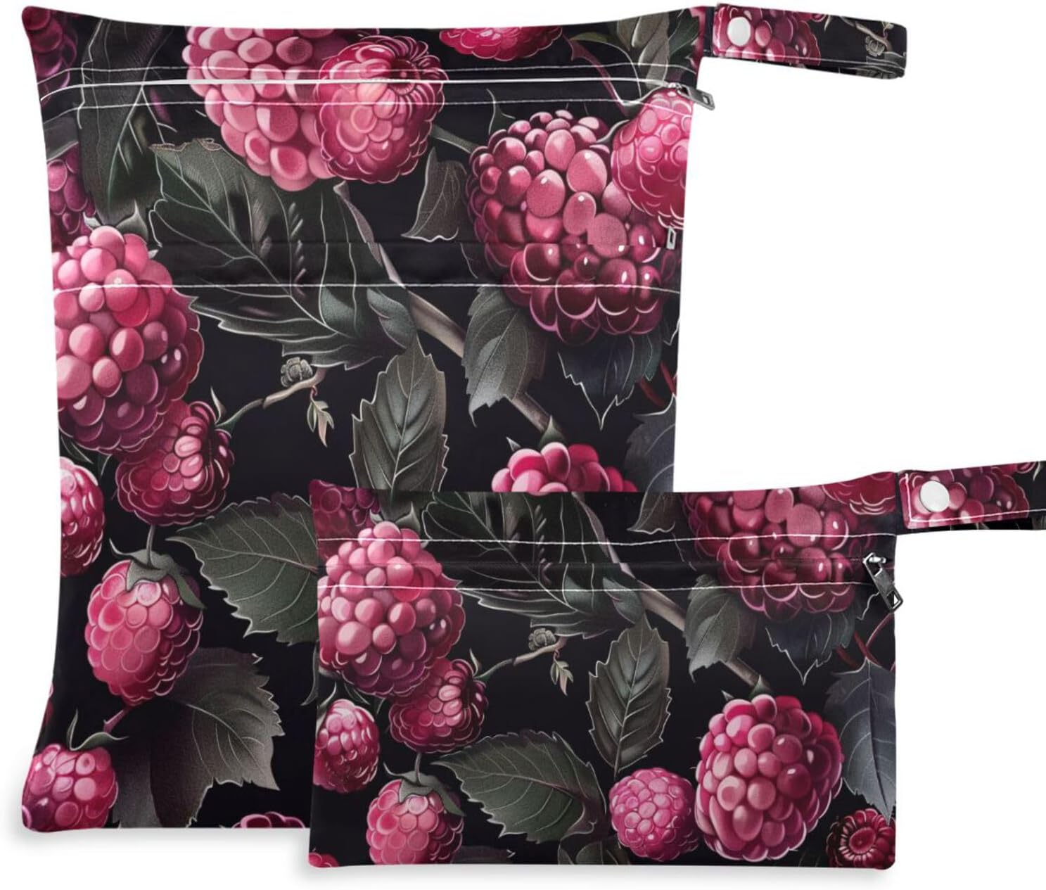 Pink and Black washable clothes bag 2 Pack wet bag for swimsuit with handles for baby diapers, bathing