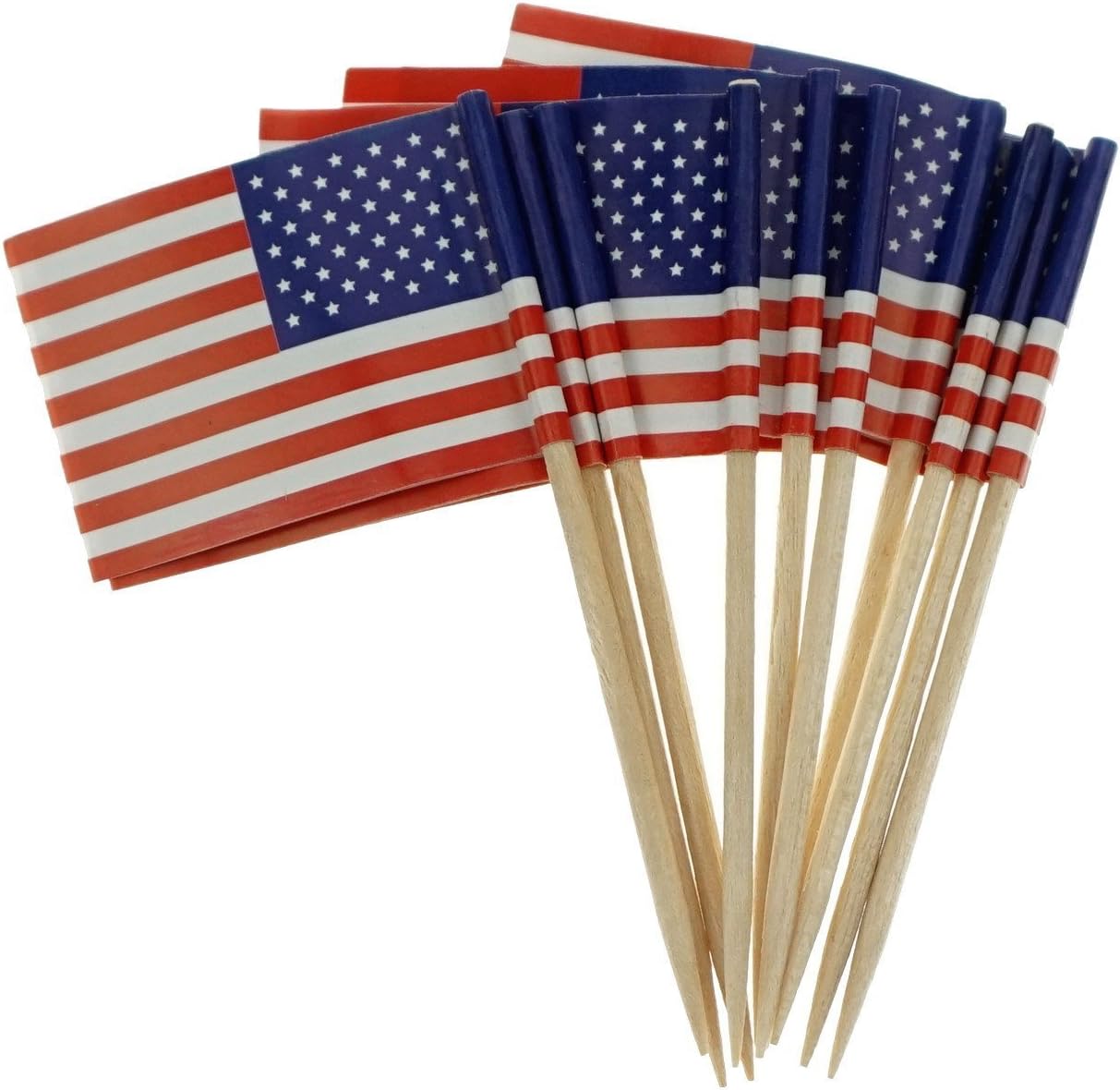 American Flag picks, 100 counts Toothpick Flags for Party Decorations, School Events, Independence Day,Cupcake Toppers Picks Decoration (US Flag Picks)