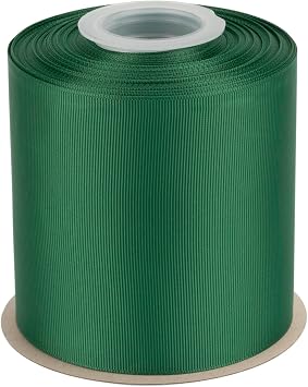 Grosgrain Ribbon 4 Inch x 25 Yards Premium Polyester Craft Ribbon for Hair Bows, Gift Wrapping, Weddings & DIY Solid Forest Green#587 1 Roll