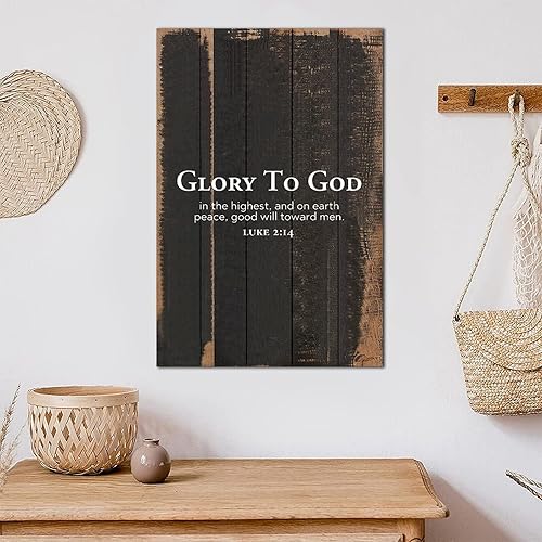 Miniatura 4 de 12x18in Wood Sign Christian Saying Glory to God In The Higheat and On Earth Peace Good Will Toward Men Rustic Encouragement Quote Wall Hanging Art