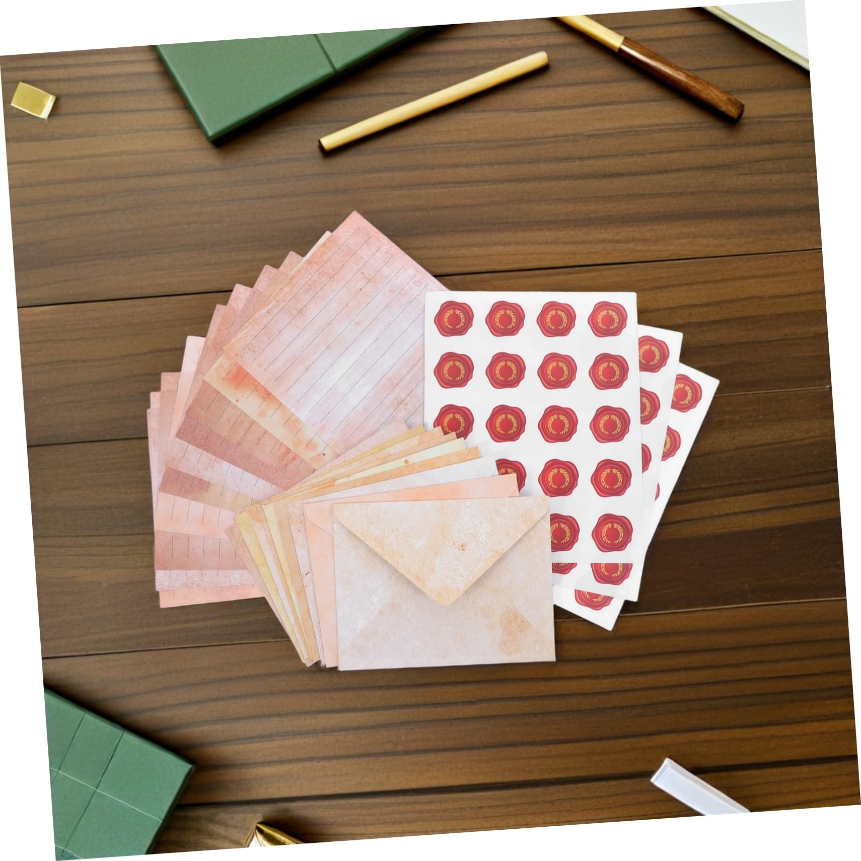 SHINEOFI 100juegos Membretes Vintage para Escribir Cartas y Sobres de Cartas Vintage con Pegatinas para Papelería y Papel de Escribir