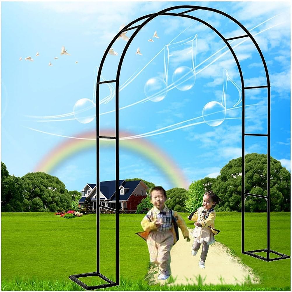 Garden Arbor Arch Steel Frame Weather Resistant Metal Archway for Climbing Plants, Free Standing Trellis Pergola 1.2M 1.4M 1.8M 2.4M 3M 3.5M Wide Garden Arch,White,W2.4M*H2.2M