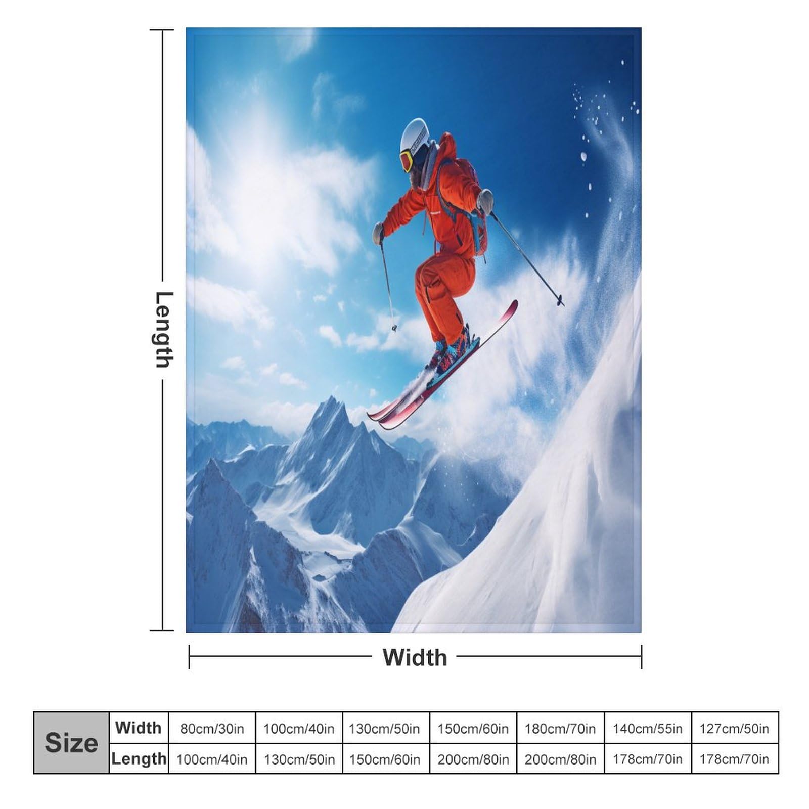 Couverture ski de montagne enneigé Douce Et Moelleuse - Couverture Flannel Polaire De Haute Qualité Également Parfaite Comme Couverture De Séjour, De Jour, De Canapé Et Quatre Saisons （150×200cm）