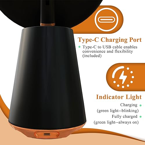 Miniatura 7 de NeuType Espejo redondo con luces, espejo de maquillaje iluminado con aumento de 10X, espejo de tocador LED de mano con botón inteligente, rotación