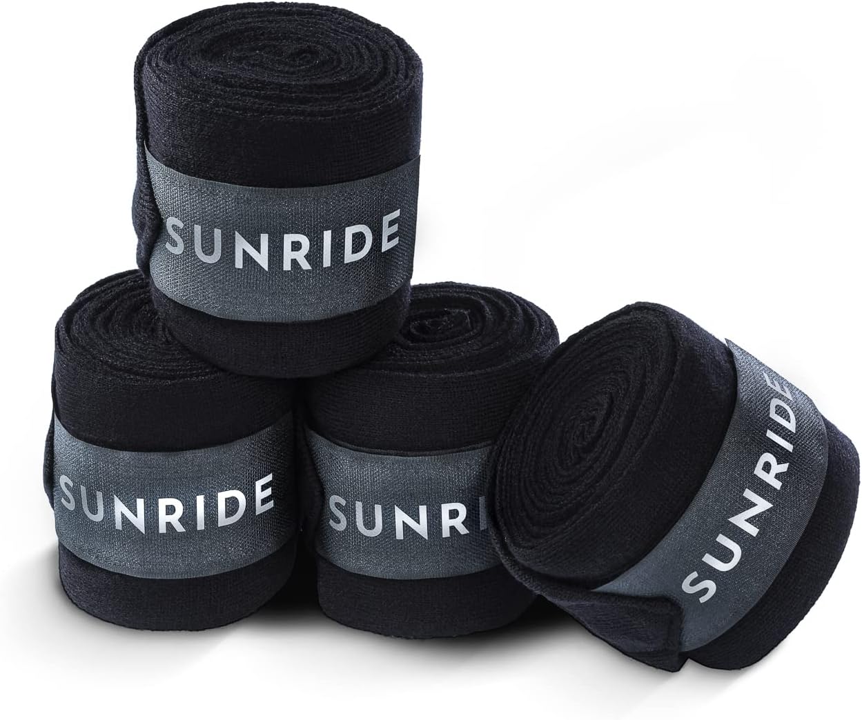 SUNRIDE horse bandages, stabilize and warm tendons and ligaments - breathable (set of 4, black)