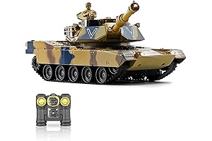 RC Battle Tanks for Kids: M1A2 Battle Tank Toy with Smoke, Lights, Realistic Sounds