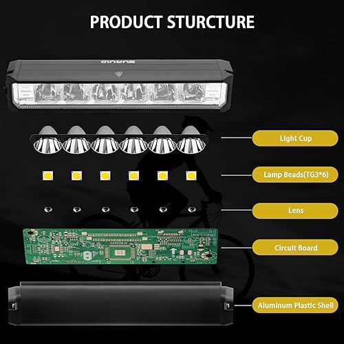 Miniatura 3 de Luz LED súper brillante para bicicleta, faro de bicicleta recargable USB, faro de bicicleta impermeable, faro de bicicleta impermeable, luz diurna,