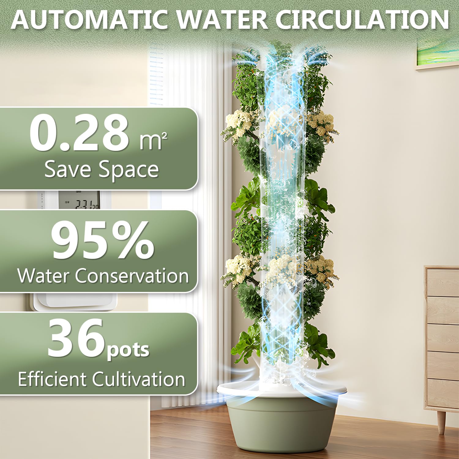 Kit de germinación para jardineras Verticales, Sistema de Cultivo hidropónico, Torre de Cultivo hidropónico, Kit para Plantar hortalizas y Frutas en huertos de Interior.,28 Holes