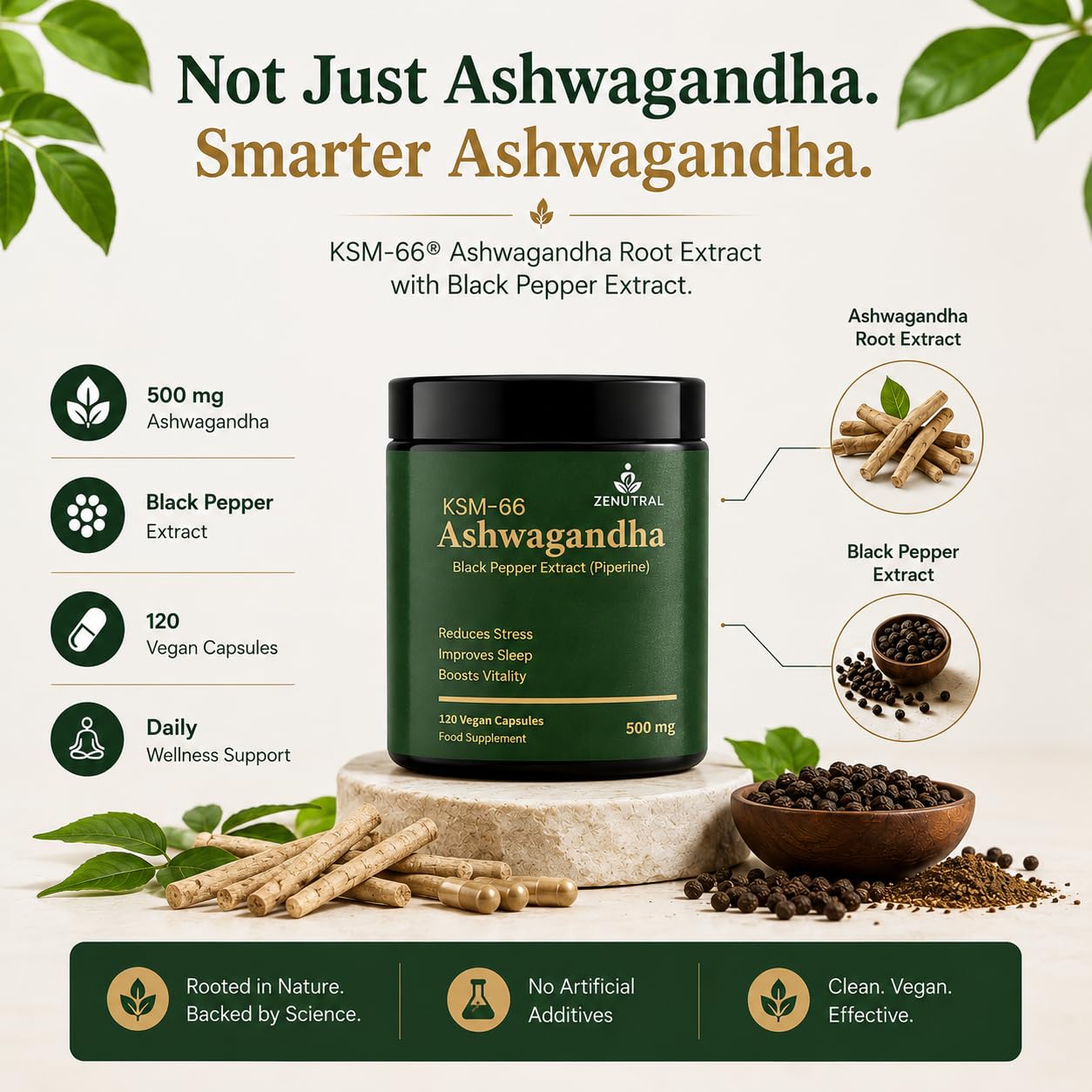 Ashwagandha KSM 66 with Black Pepper Extract - 120 Capsules — Amazon image 2