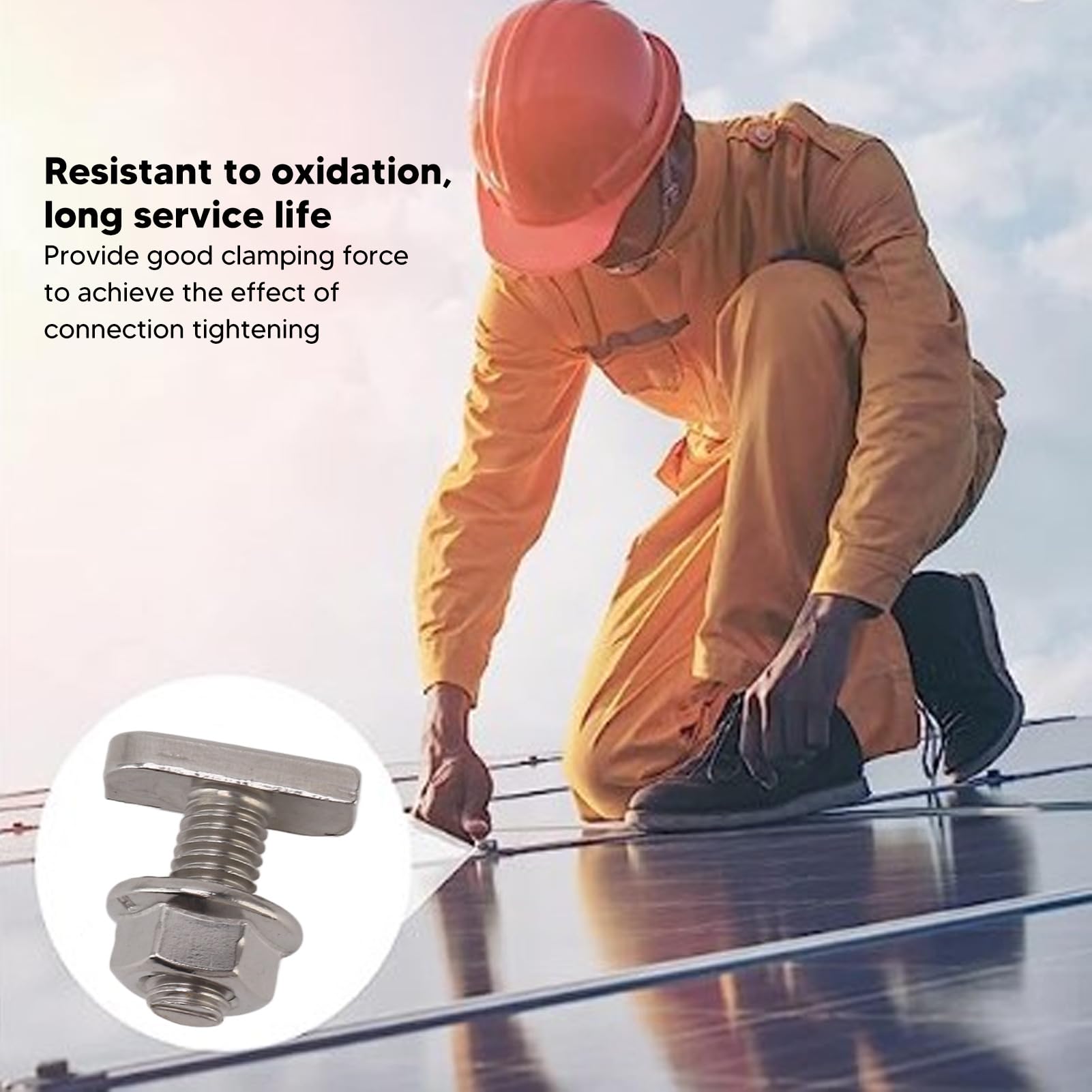 Gavigain 15 Set Hammer Head Screws,M8 Stainless Steel Screws for Photovoltaic and Solar Installation