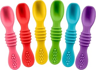 Best Silicone Baby Spoons Bright Color Baby Spoons for Infants Boys and Girls Dishwasher-Safe Silicone First Stage Feeding Spoons Silicone Training Spoon, 6 Soft Spoons Assorted Colors