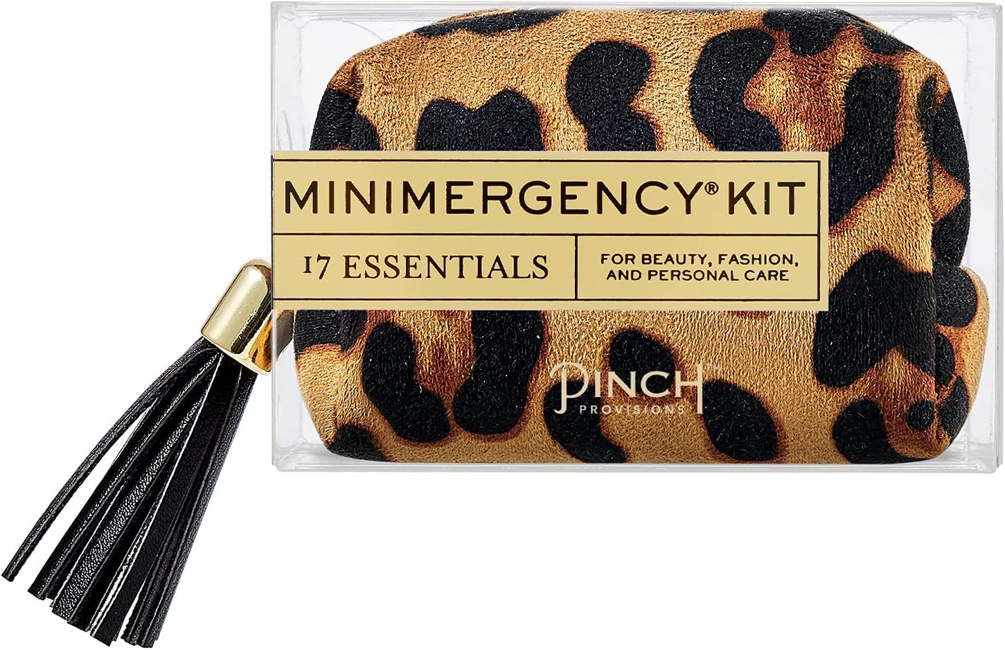 Pinch Provisions Leopard Minimergency Kit, Includes 17 Travel-Sized Cosmetic Essentials, Convenient for Purses, Emergency Beauty Accessories, Gifts for Holiday’s & Birthday’s