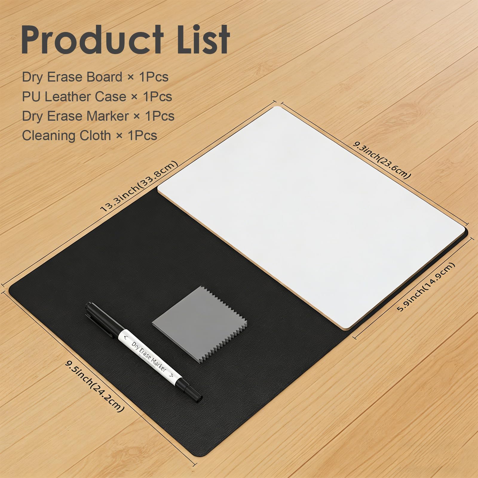 Lavagnetta Cancellabile, Lavagna Bianca Portatile con Supporto Integrato in Similpelle PU, 23.6x14.9 cm Lavagna per Scrivania, Ufficio, Accessori Ufficio, Incl. Pennarello e Panno