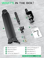 Vista 8 de FIFINE Brazo de Micrófono con Boom, Soporte de Micrófono con Canales de Gestión de Cables, Tubo de Extensión, Abrazadera de Escritorio, Adaptador
