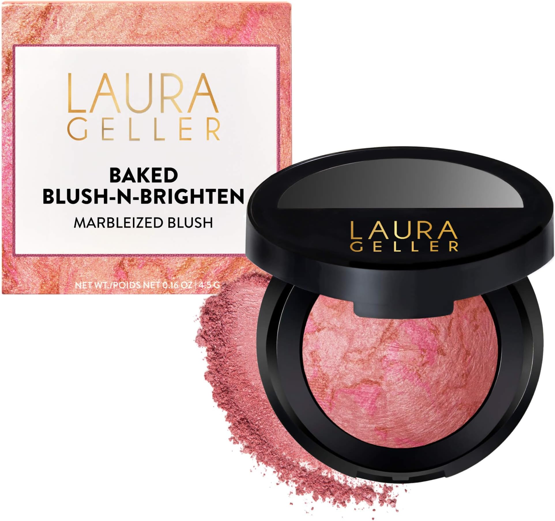 Baked Blush-n-Brighten Marbleized Blush for Cheeks - Pink Buttercream - Natural Finish - Buildable Color
