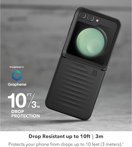 Miniatura 3 de ZAGG Bridgetown - Funda para Samsung Galaxy Z Flip5 a 10 pies, protección contra caídas de 10 pies, reforzada con grafeno, diseño de bisagra,