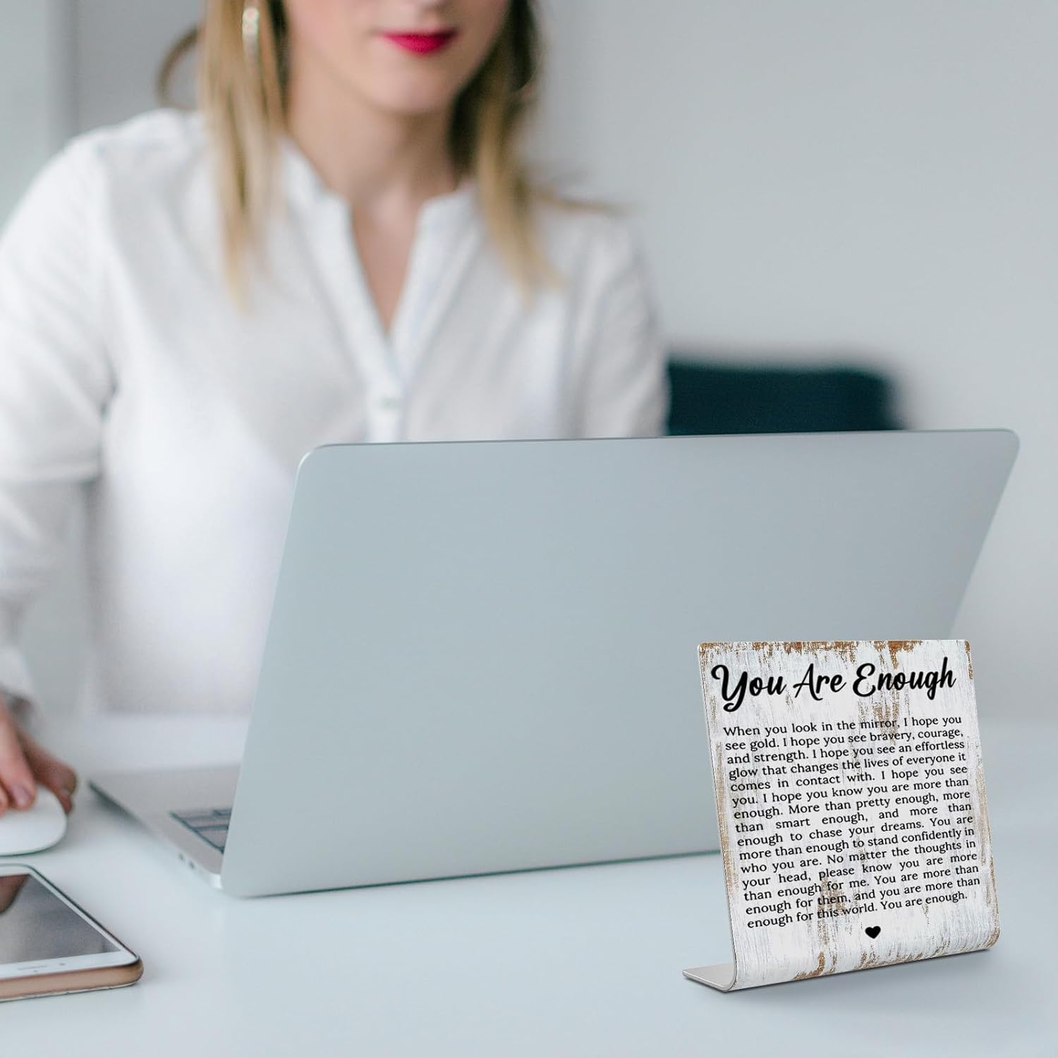 TRCENDE You Are Enough gifts for best friend,Motivational Gift You Are Enough,Inspiration Affirmation Gift For Her he Sister, Home Office Sign Plaque XLK222 - Image 3