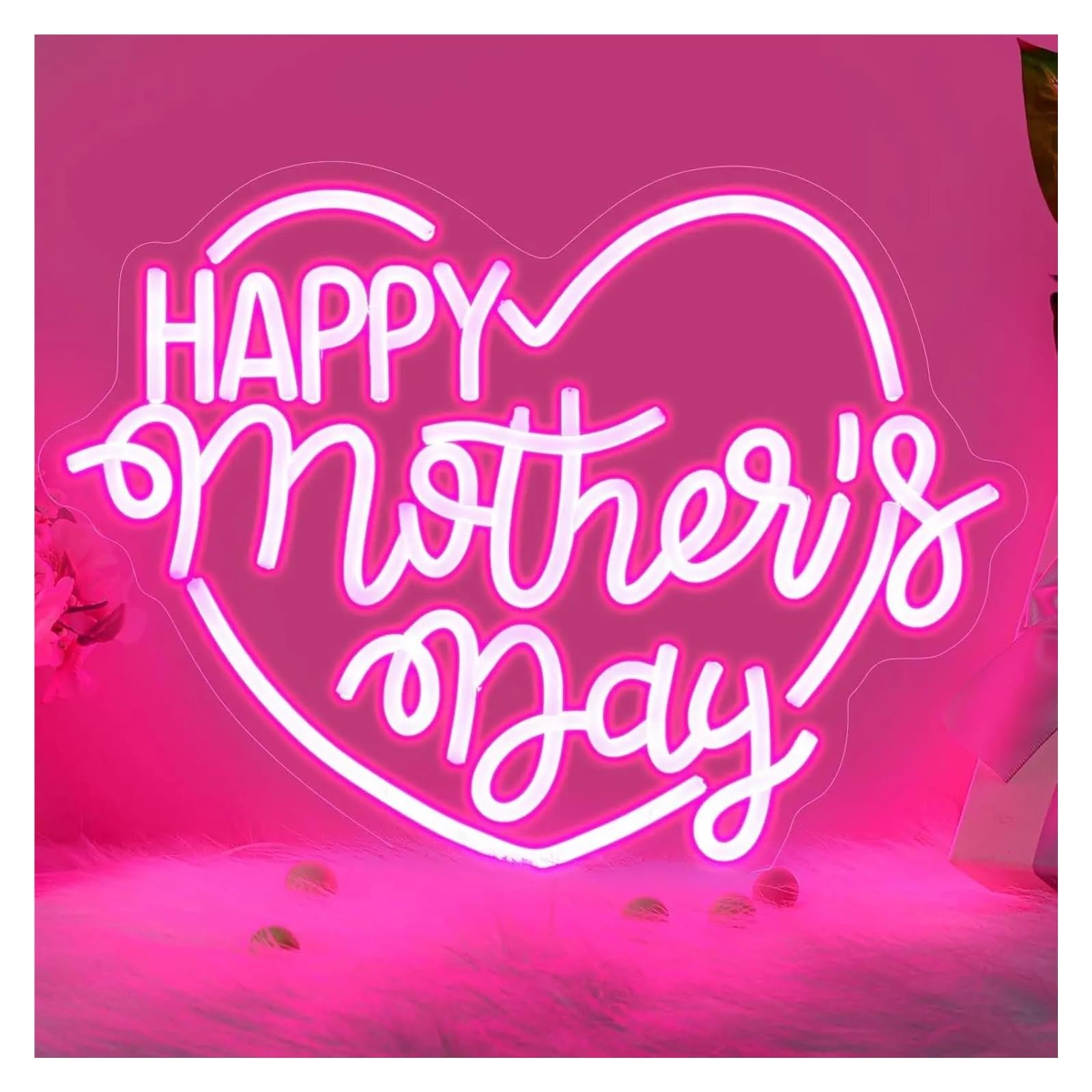 LEMST Sign Lamp Happy Mother's Day Neon Sign Light Dimmable USB Powered for Birthday Festival Bar Club Room Party Art Decor 40.1cmx30cm