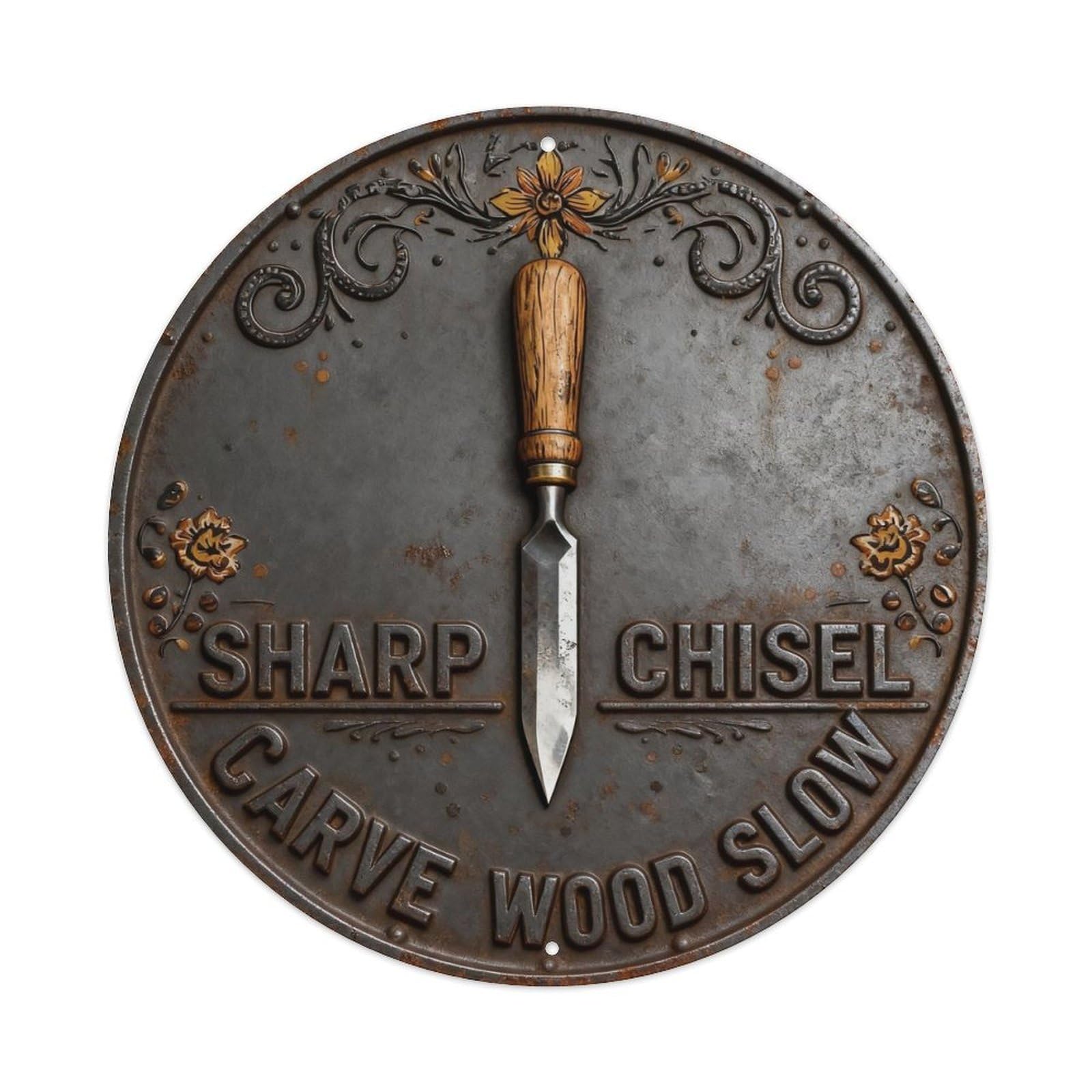 Carve Wood Slow Metal Tin Sign Plaque