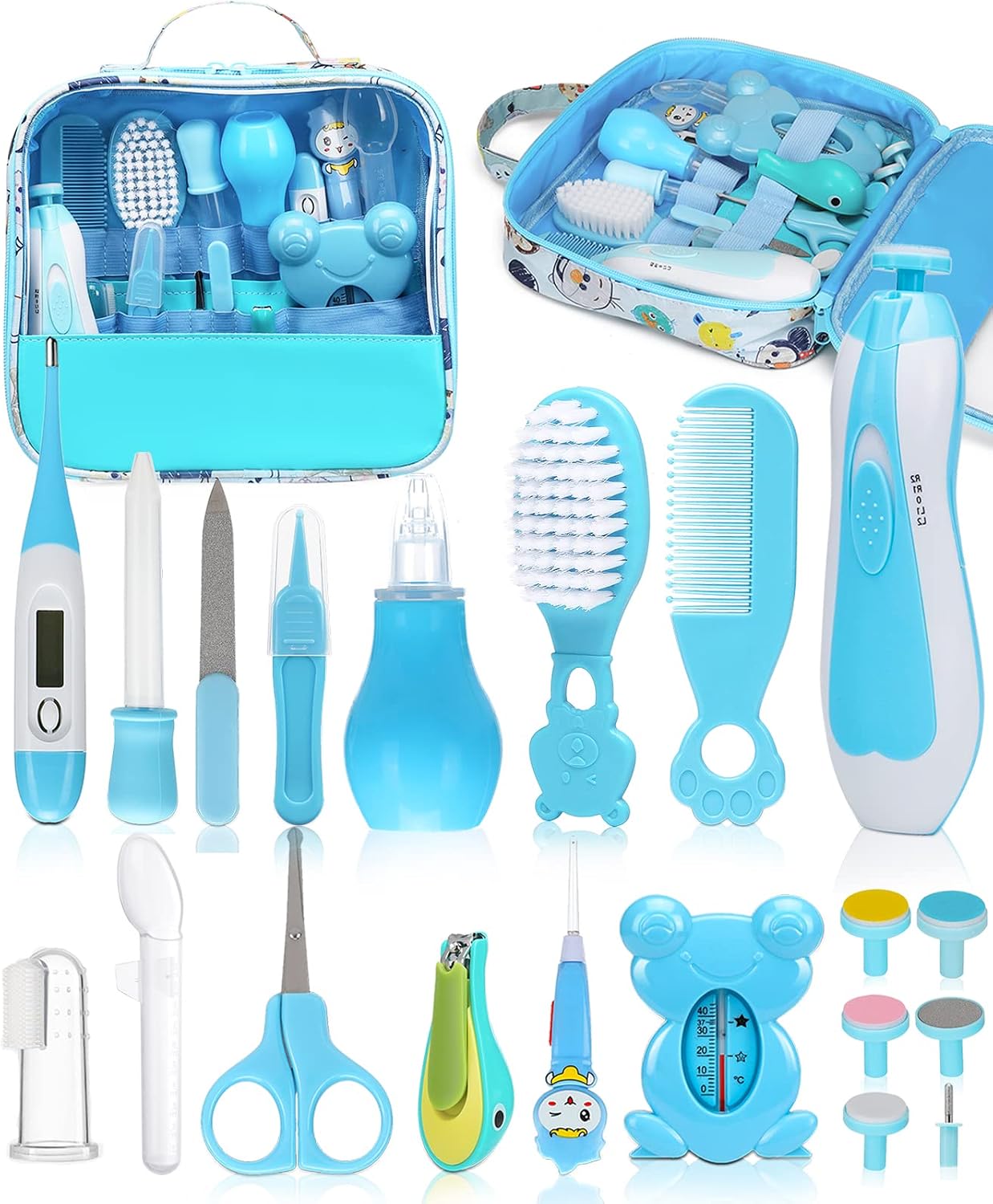 Baby Healthcare and Grooming Kit, Electric Safety Nail Trimmer Baby Nursery Kit, Newborn Care Kits with Hair Brush Comb for Newborn Infant Toddlers Baby Boys Girls Kids, Baby Shower Gifts
