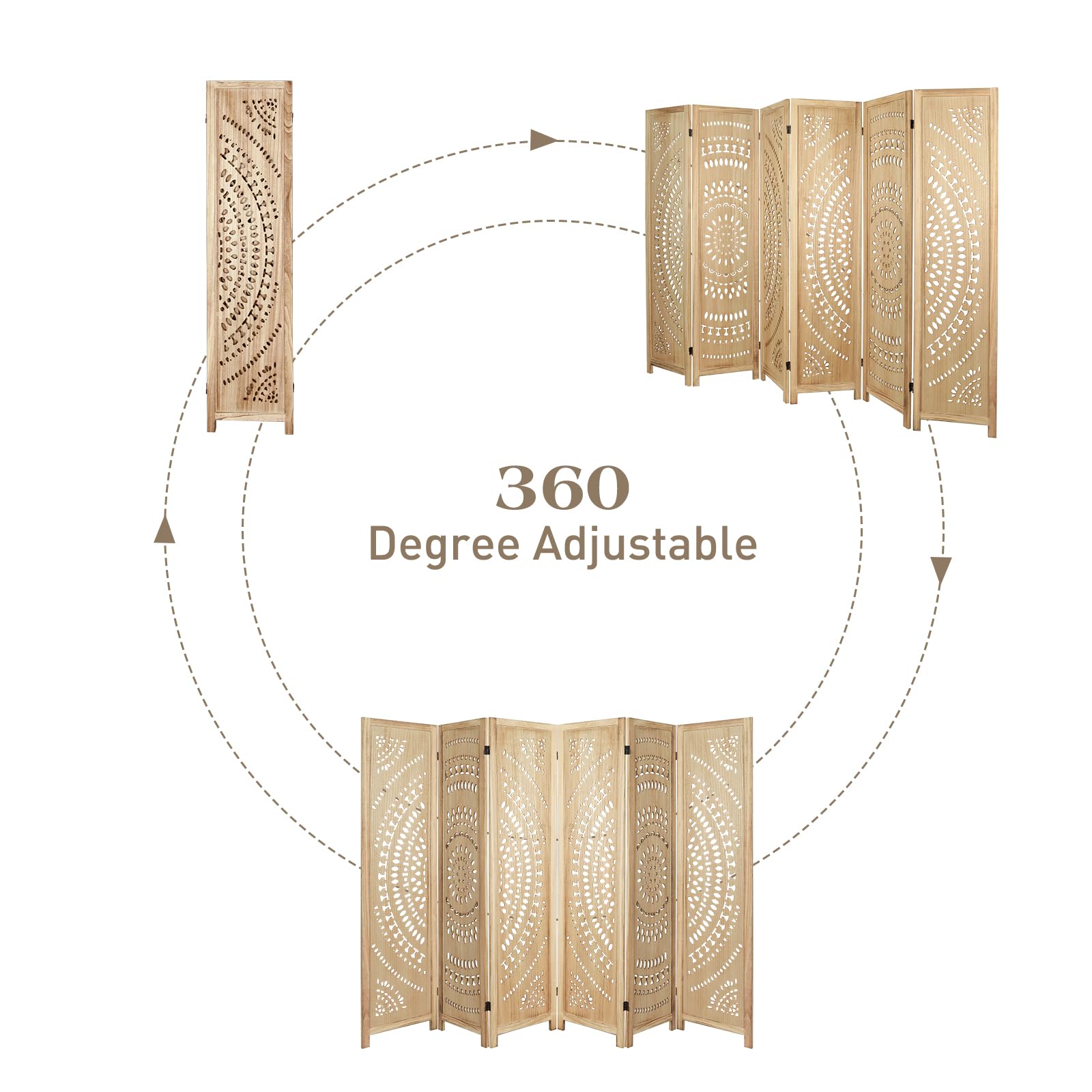 Snapklik.com : 6 Panel Room Divider, 5.6FT Portable Wall Dividers, Room ...