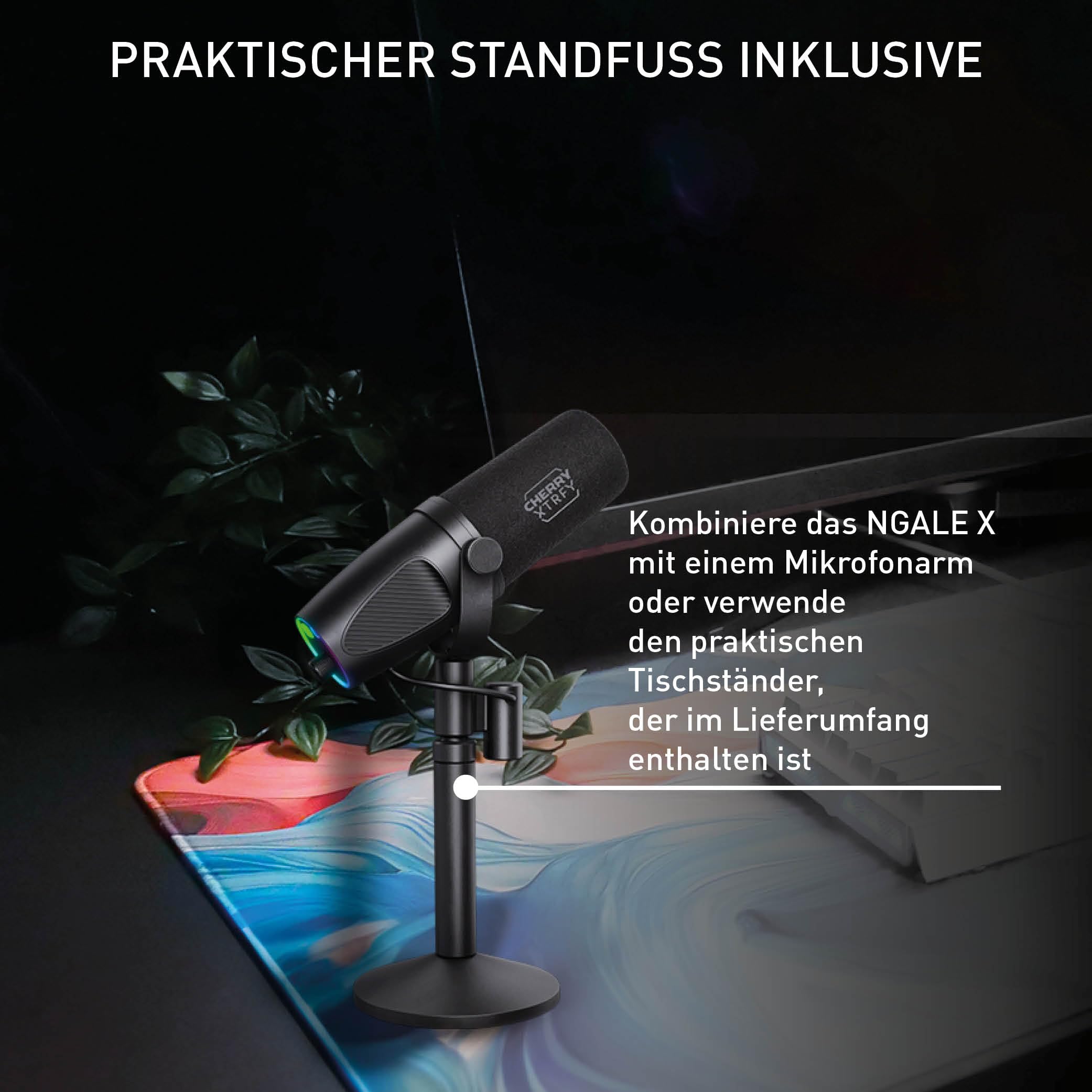 NGALE X, Professionelles USB- & XLR-Mikrofon, Schwarz