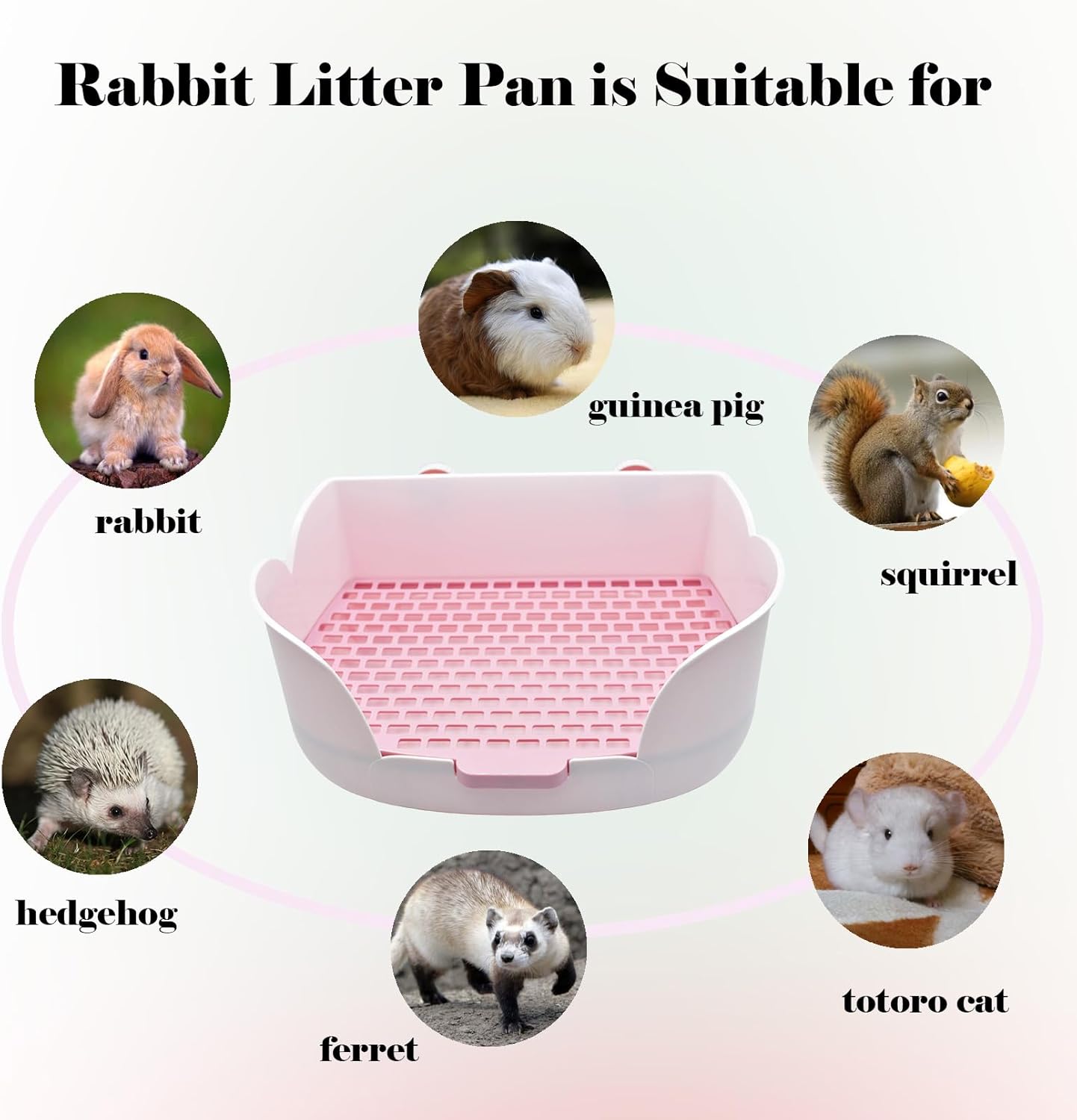 PINVNBY Rabbit Litter Box for Cage,Bunny Potty Box Corner Rabbits Litter Pan Trainer Toilet with Grate for Guinea Pig Hedgehog Chinchilla Ferret(Purple)