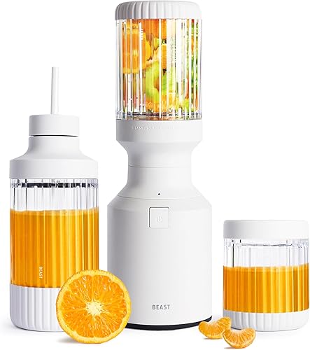 Miniatura 8 de The Mini by Beast - Batidora de cocina para encimera  Mezcla batidos y batidos, aderezos, salsas, salsas  Tapa de popote y pajitas incluidas  600 W
