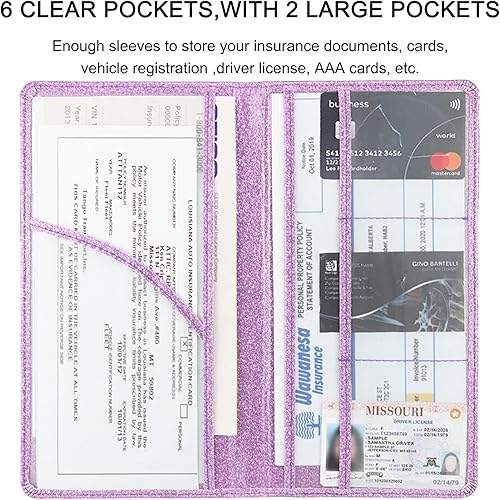 Miniatura 45 de Soporte para registro y seguro de automóvil, soporte de cuero prémium para seguro y registro, organizador de automóvil con cierre magnético