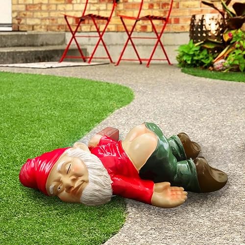 Miniatura 10 de Divertidos gnomos de jardín para decoración al aire libre, estatuas de gnomos borrachos de 6 pulgadas, esculturas de gnomos traviesos para patio,