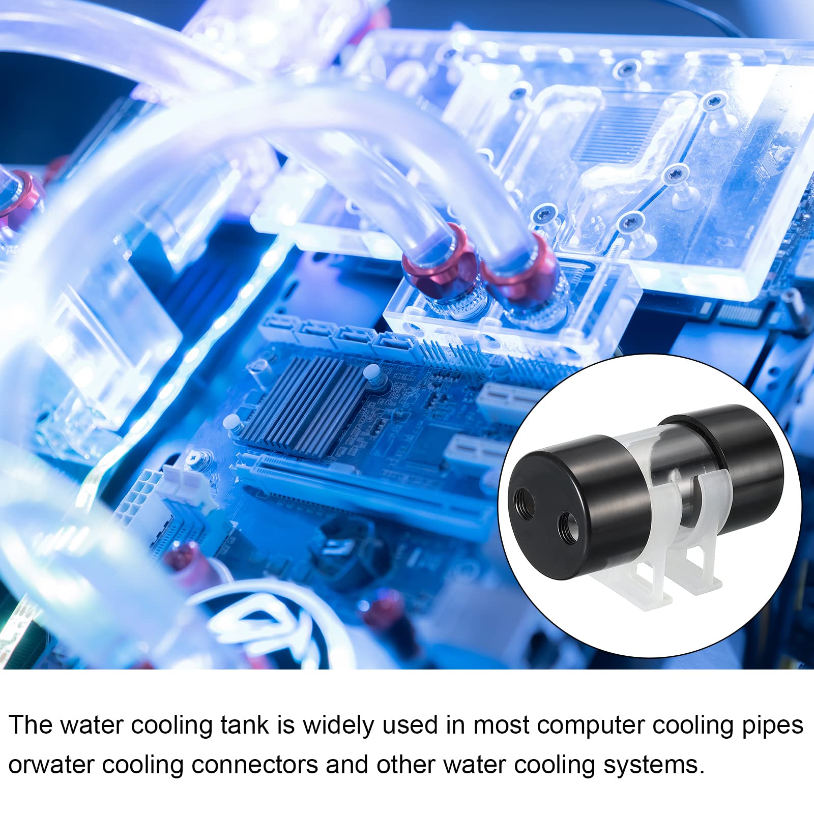 Tanque de refrigeración por agua cilíndrico G1/4 diámetro 1.969 in longitud 3.937 in transparente para PC sistema de refrigeración por agua depósito con acrílico y POM 5
