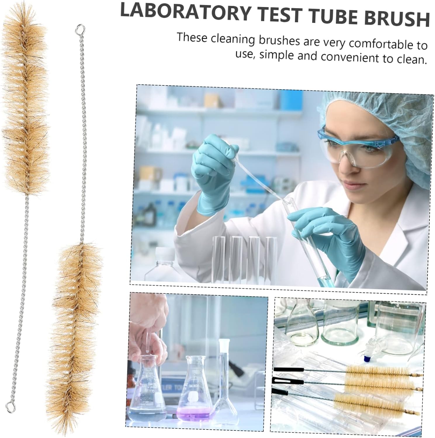 GLEAVI 20pcs Nylon Tube Brushes for Lab Cleaning Test Tube Cleaner Brush for Bottles and Narrow Neck Containers Easy Storage Design
