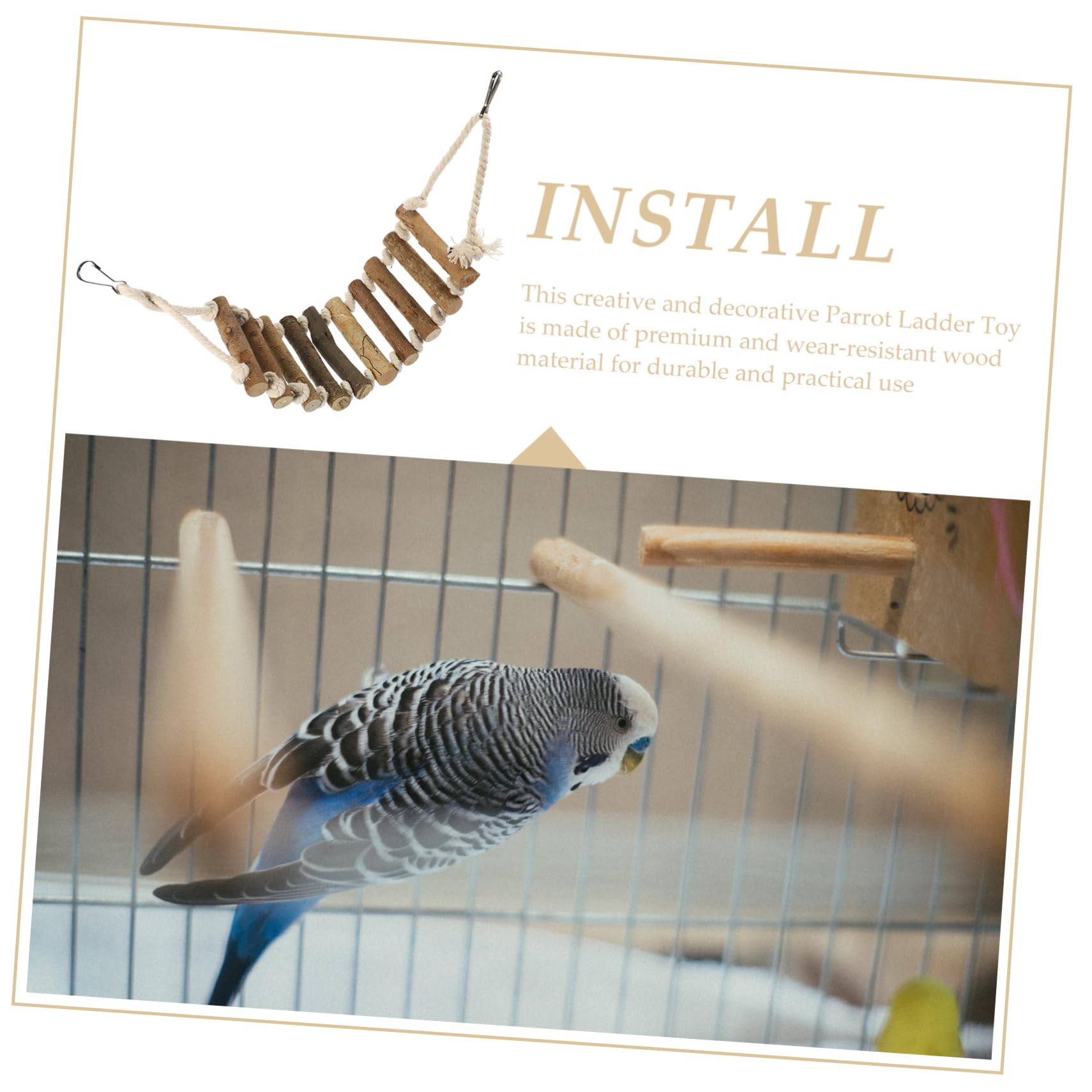 Levemolo Wooden Bird Cage Ladder Toy Parrot Ladder for Parakeets Climbing Toy Indoor