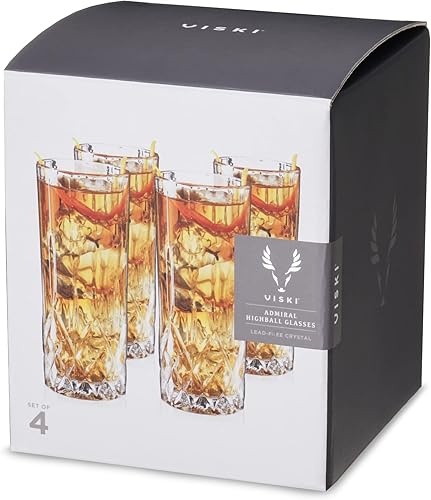 Miniatura 9 de Viski Admiral Highball - Vasos de cristal, cristalería elegante para whisky, vodka, cócteles, perfectos para bares en casa, fiestas en interiores y