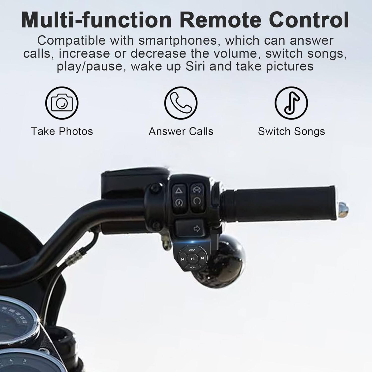 Right Handed Bluetooth Remote Compatible with Harley-Davidson Softtail Motorcycles, Suitable for Most 2018-2024 Models, Compatible with iPhone/Android