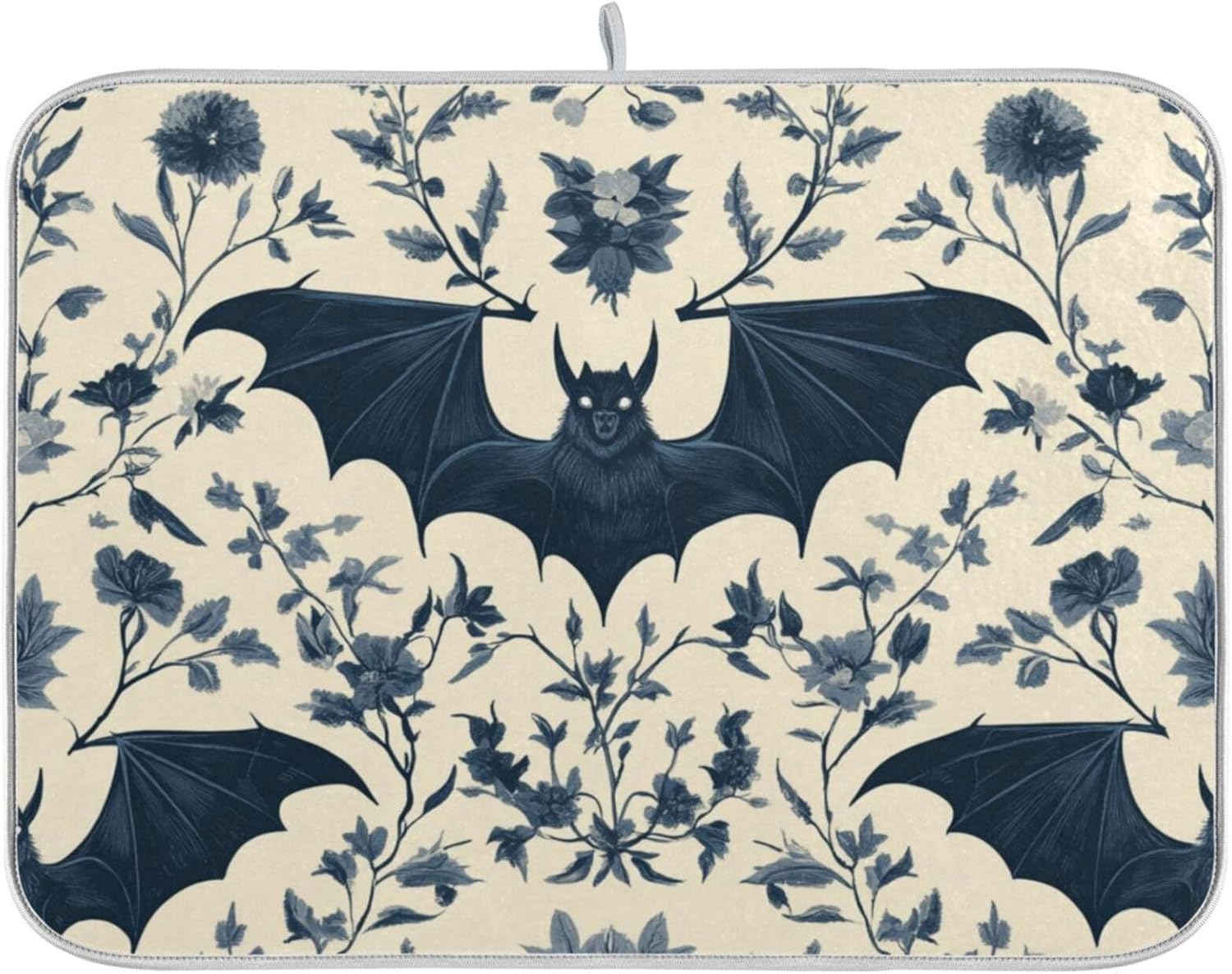 Dish Drying Mat for Kitchen Counter, Seamless Pattern Gothic Bats Drying Pad Absorbent Dishes Drainer Mats Trivet 16 x 18 Inch