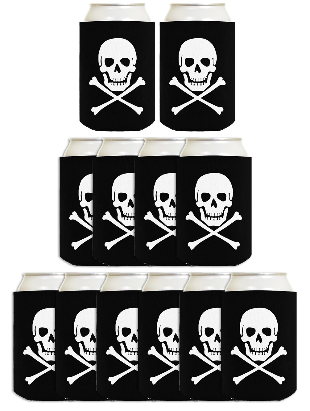 Amazon Com Funny Beer Coolie Skull Crossbones Pirate Jolly Roger 12 Pack Can Coolie Drink Coolers Coolies Black Kitchen Dining