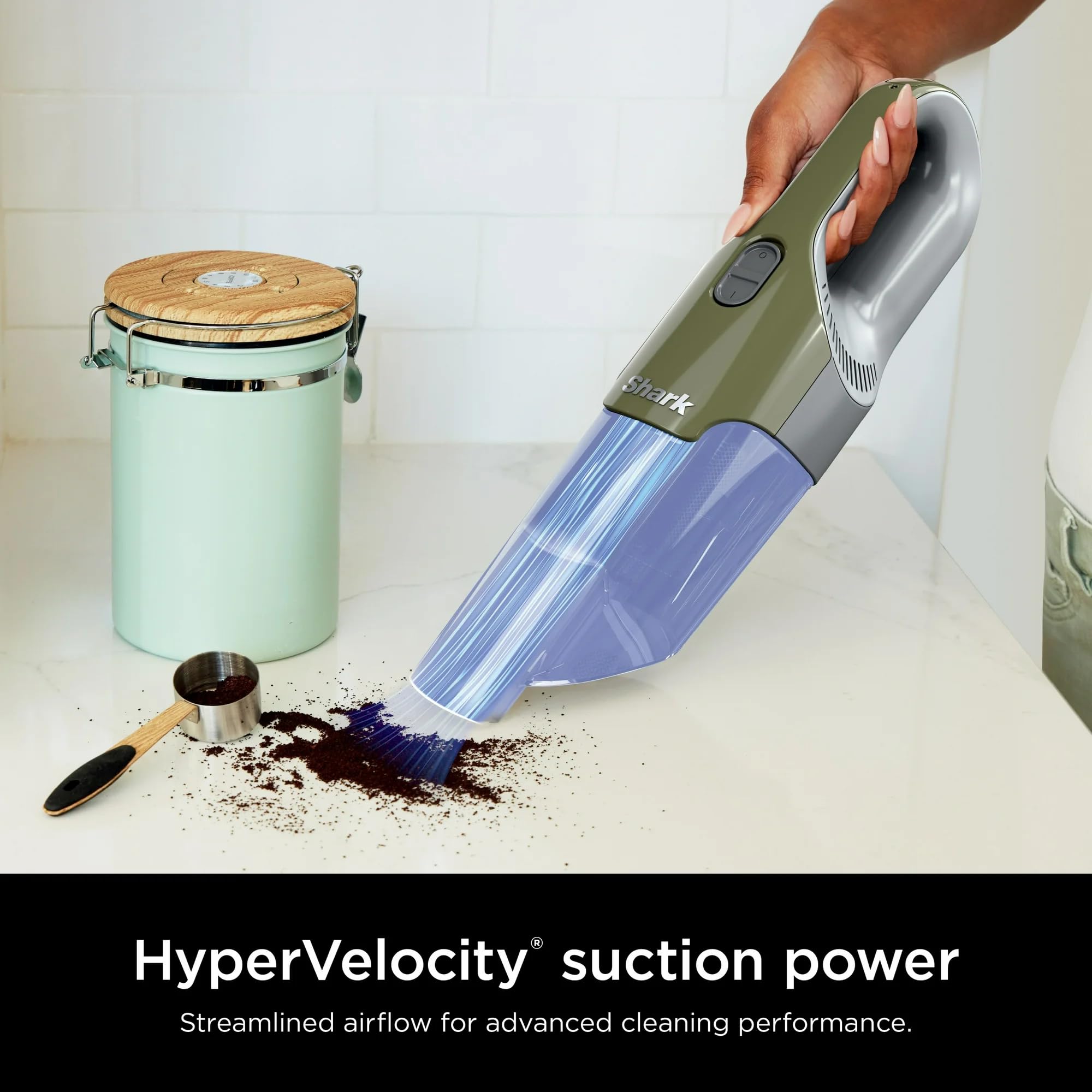 Shark Cyclone Cordless Handheld Vacuum, Powerful HyperVelocity Suction, Portable Car Vacuum Cleaner with USB Charging, Lightweight, XL Debris Container, Washable Filter