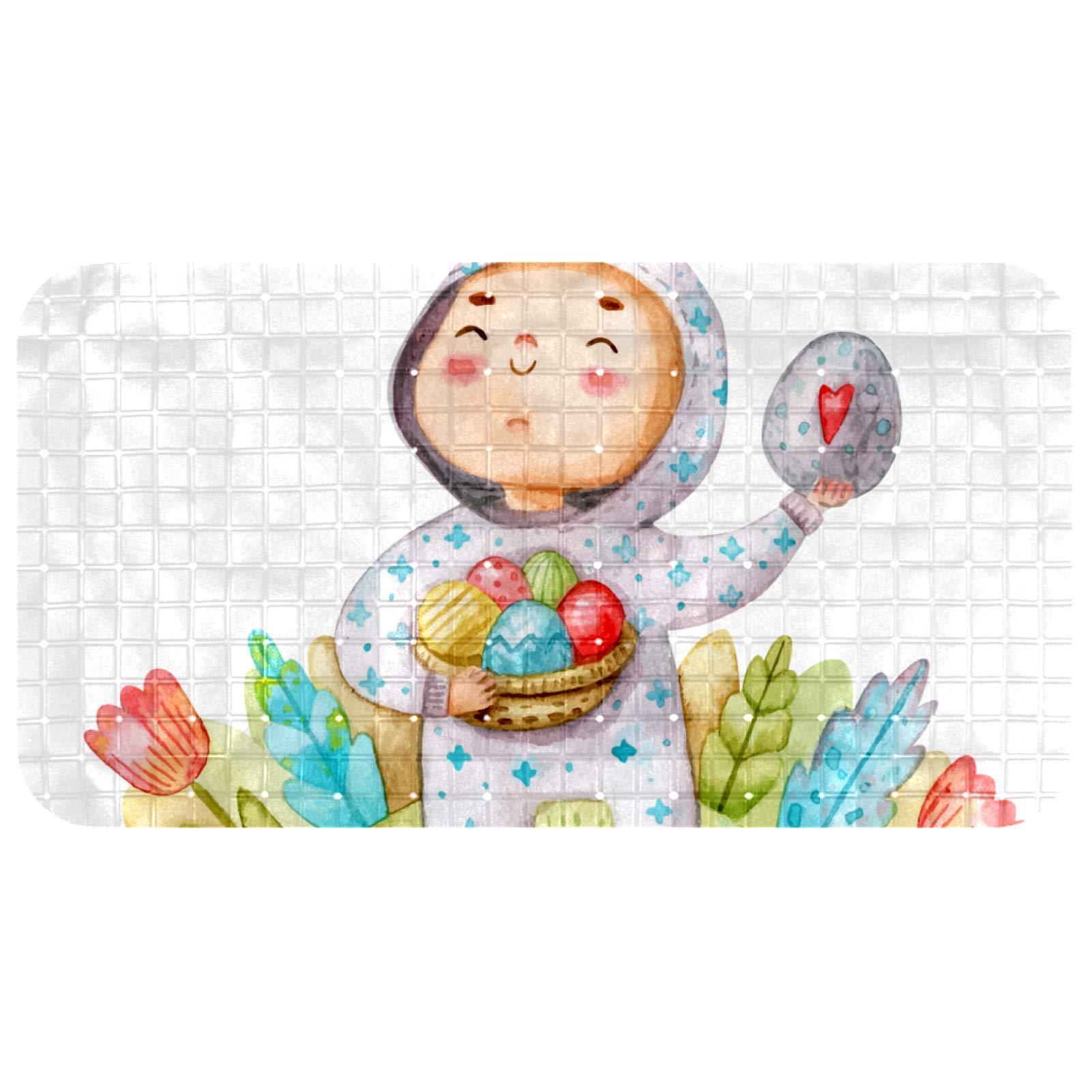 Tapis de bain Bennigiry 37x68 cm doux écologique aquarelle œufs de Pâques