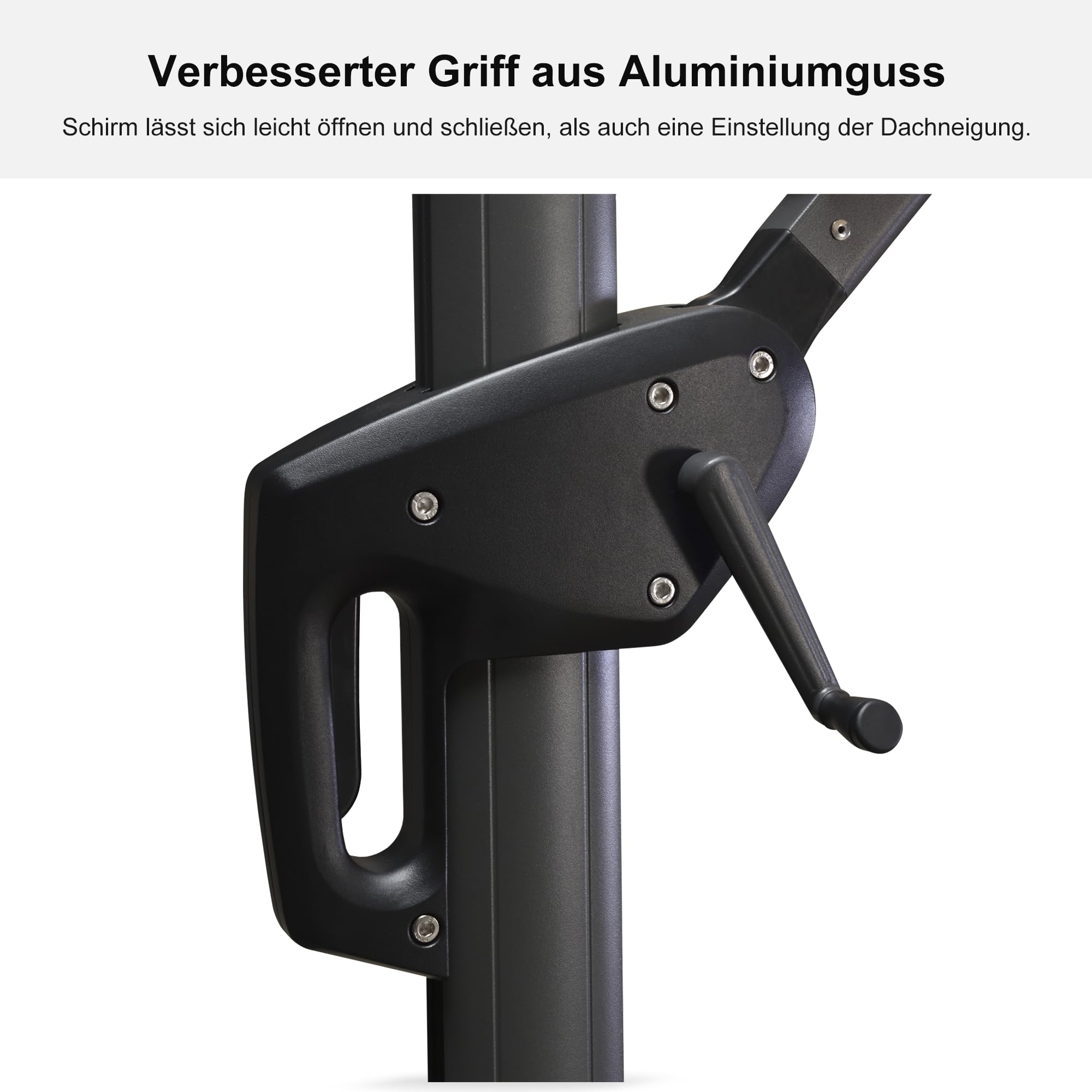 PURPLE LEAF Sonnenschirm groß mit Schirmständer, Aluminium Ampelschirm 400 x 300 cm, 360°Rotation, Terrassenschirm mit Kurbel, UV-beständig, Gartenschirm für Balkon & Terrasse, Beige